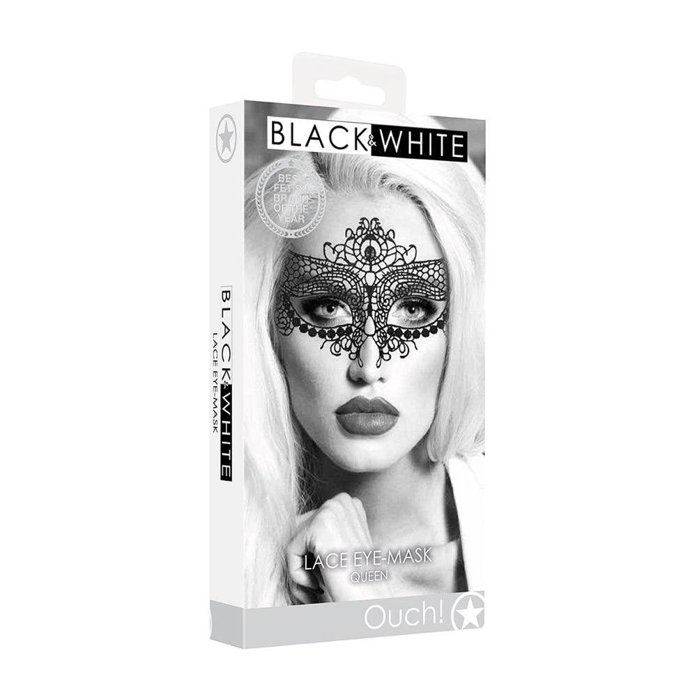 Ouch! Black & White Lace Eye Mask Queen | 7423522576557 | Discreet Personal Wellness