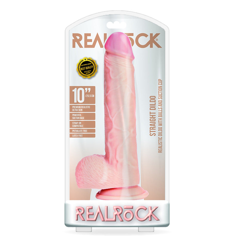 Straight Realistic Dildo With Balls And Suction Cup 10'' Flesh | 7423522629604 | Discreet Personal Wellness