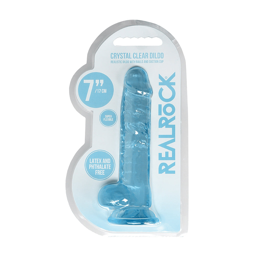 Realistic Dildo With Balls 7" Blue | 7423522631676 | Discreet Personal Wellness