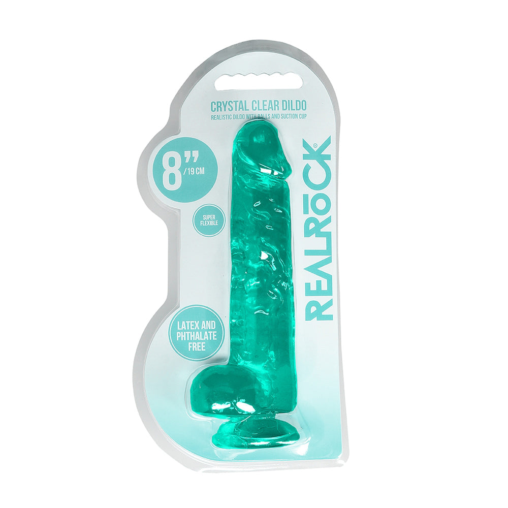 Realistic Dildo With Balls 8" Turquoise | 7423522631683 | Discreet Personal Wellness
