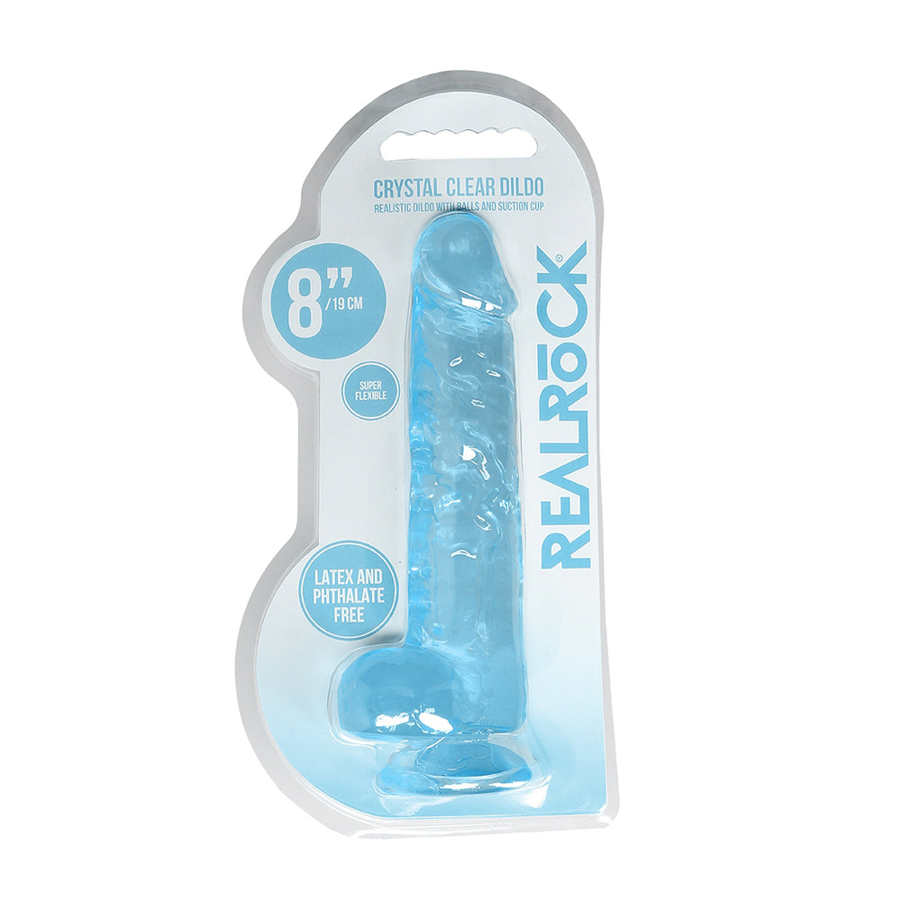 Realistic Dildo With Balls 8" Blue | 7423522631690 | Discreet Personal Wellness