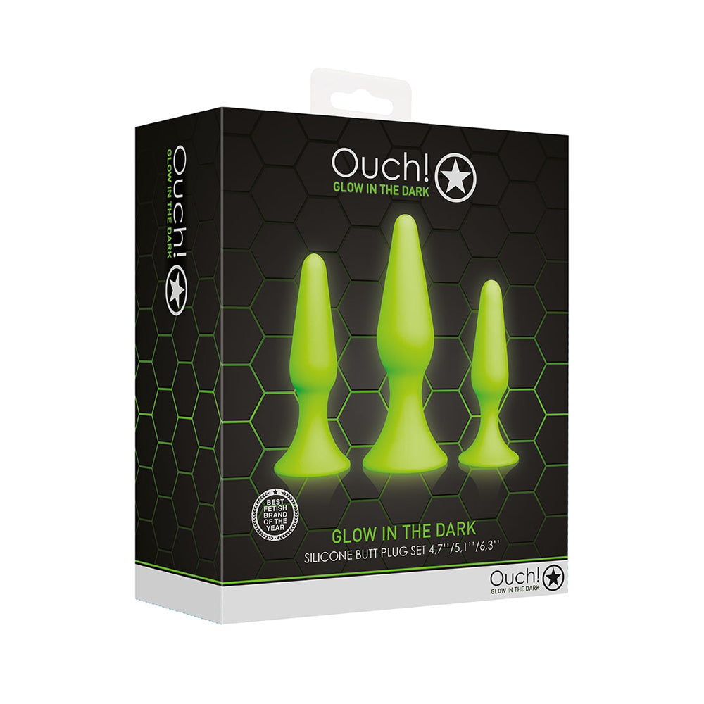 Ouch! Butt Plug Set Glow In The Dark | 7423522639672 | Discreet Personal Wellness