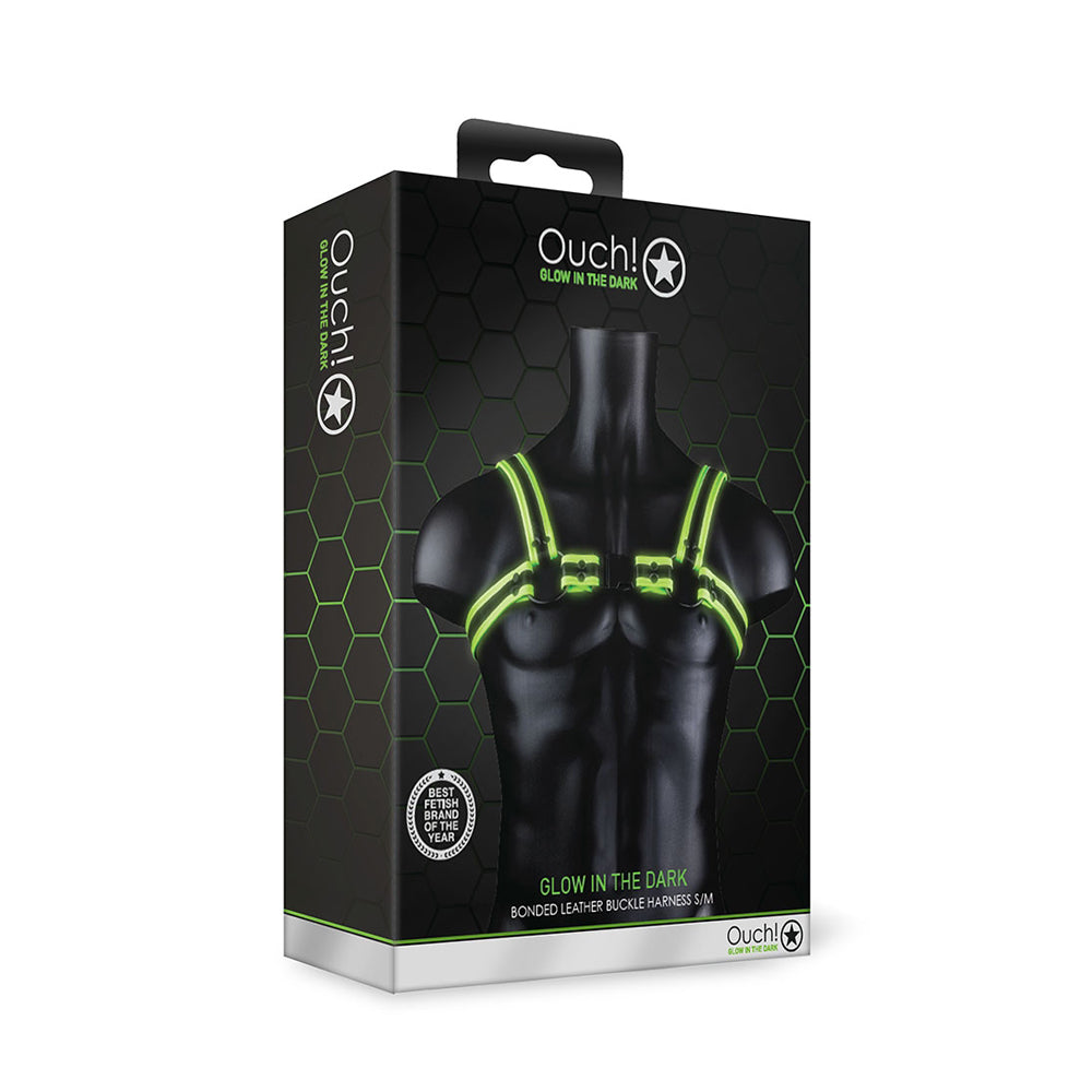 Ouch! Buckle Harness Glow In The Dark S/M | 7423522649619 | Discreet Personal Wellness