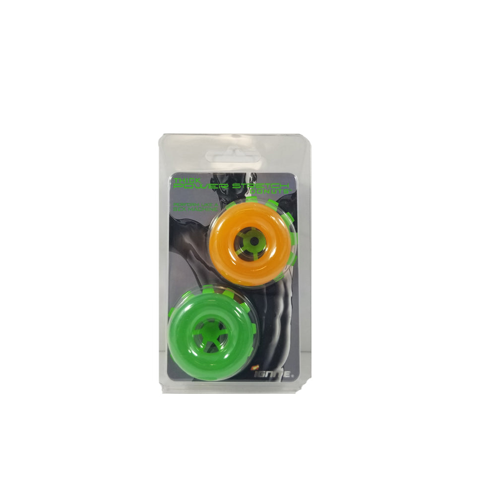 Thick Power Stretch Donuts 2 Pack Orange/Green | 752875954116 | Discreet Personal Wellness