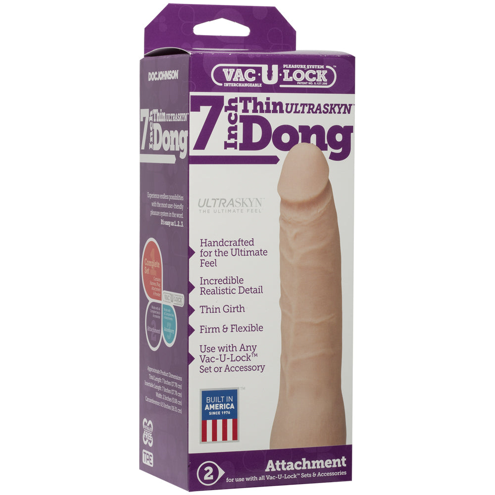 Vac-U-Lock- 7" Thin ULTRASKYN Penis - Vanilla | 782421024437 | Discreet Personal Wellness