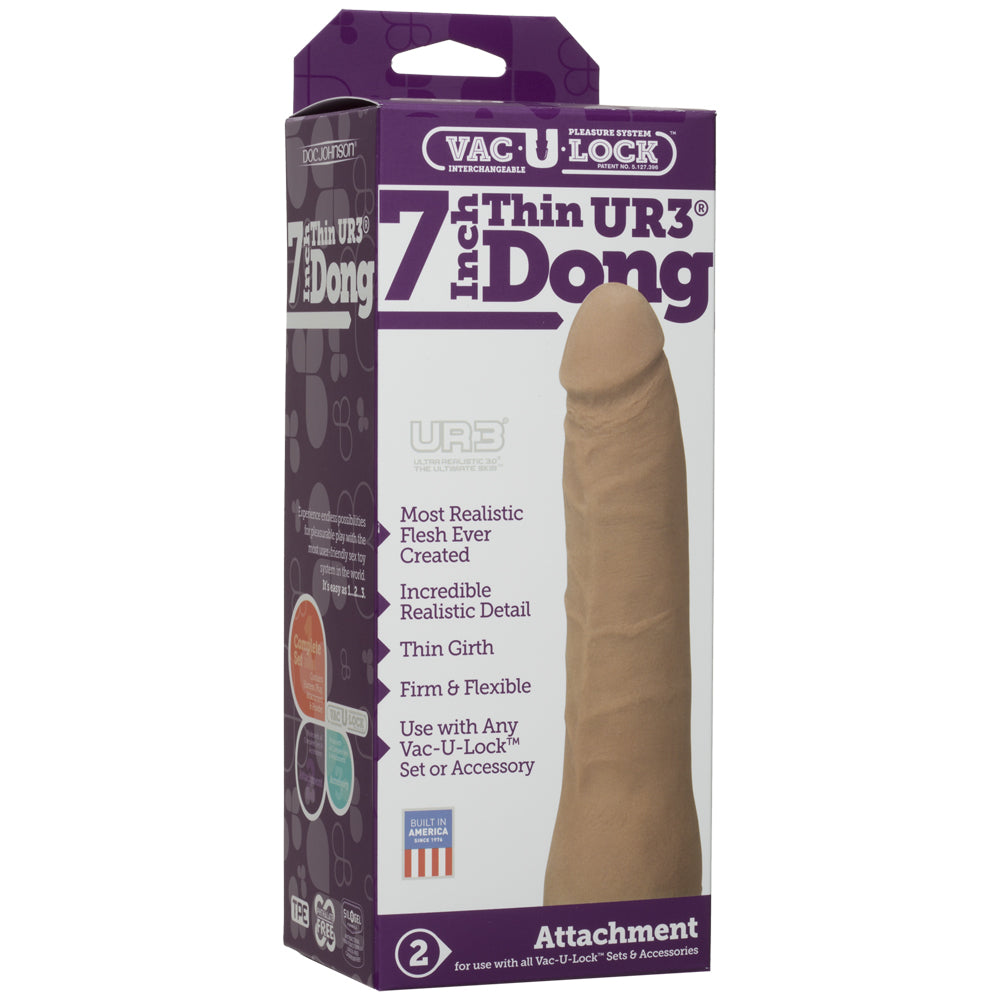 Vac-U-Lock- 7" Thin ULTRASKYN Penis - Caramel | 782421024444 | Discreet Personal Wellness