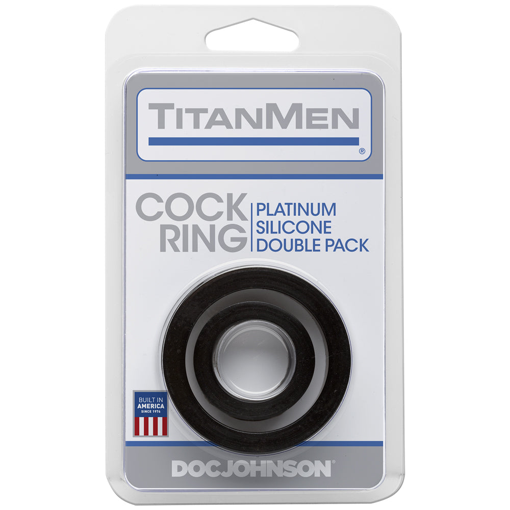 Titanmen Silicone Penis Rings Double Pack Black | 782421055660 | Discreet Personal Wellness