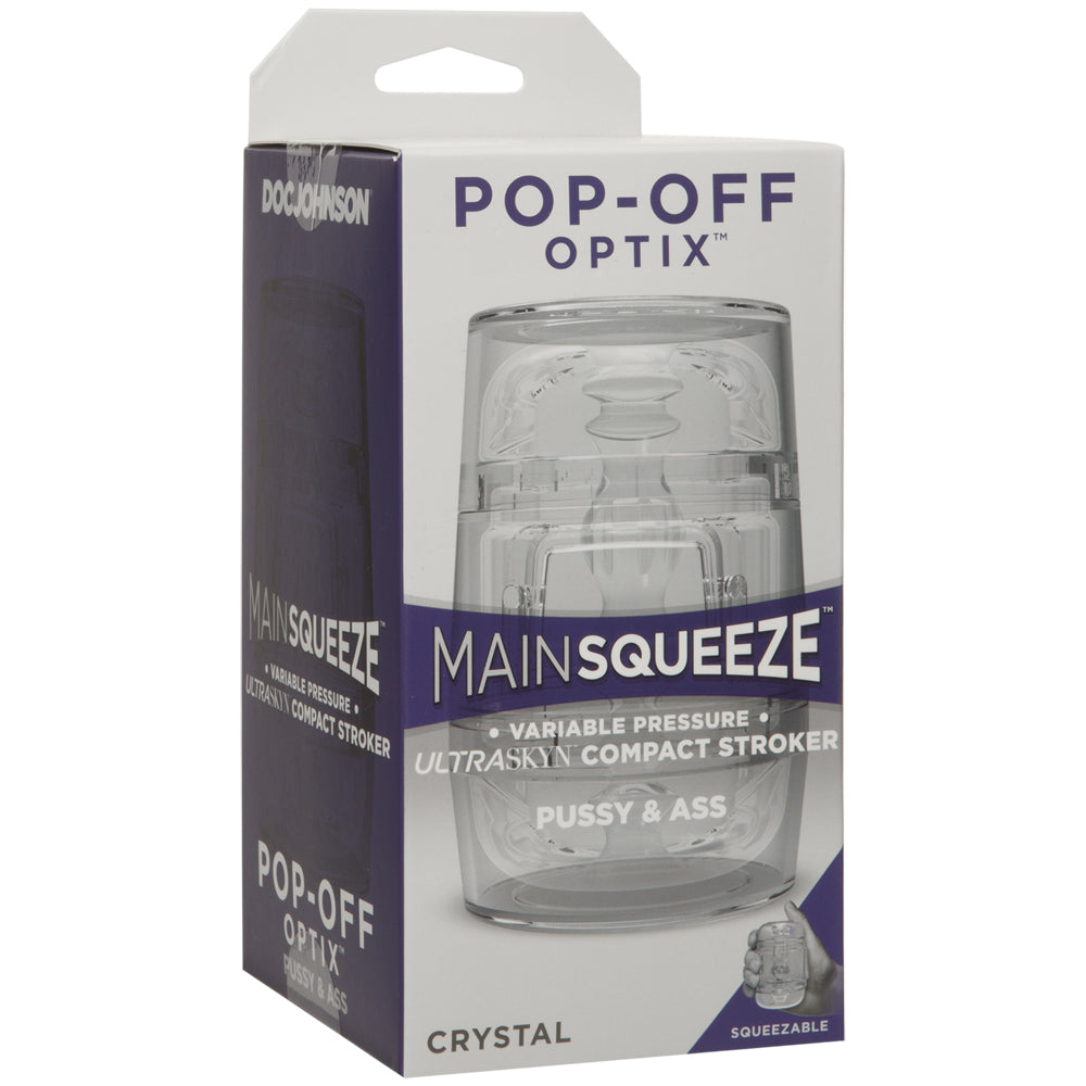 Main Squeeze Pop-Off Optix ULTRASKYN Compact Stroker Vagina & Ass Clear | 782421067304 | Discreet Personal Wellness