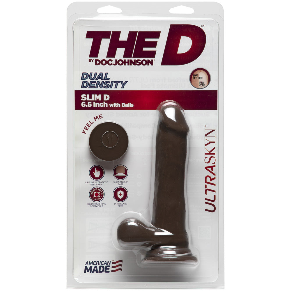 The D Slim D 6.5" With Balls Ultraskyn Chocolate | 782421069520 | Discreet Personal Wellness