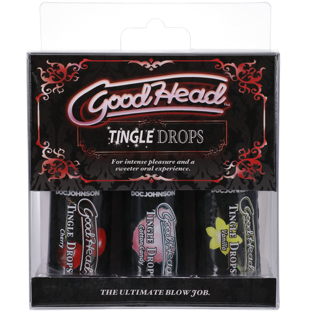 Goodhead Tingle Drops Sweet Cherry, Cotton Candy, French Vanilla 3-Pack | 782421070106 | Discreet Personal Wellness