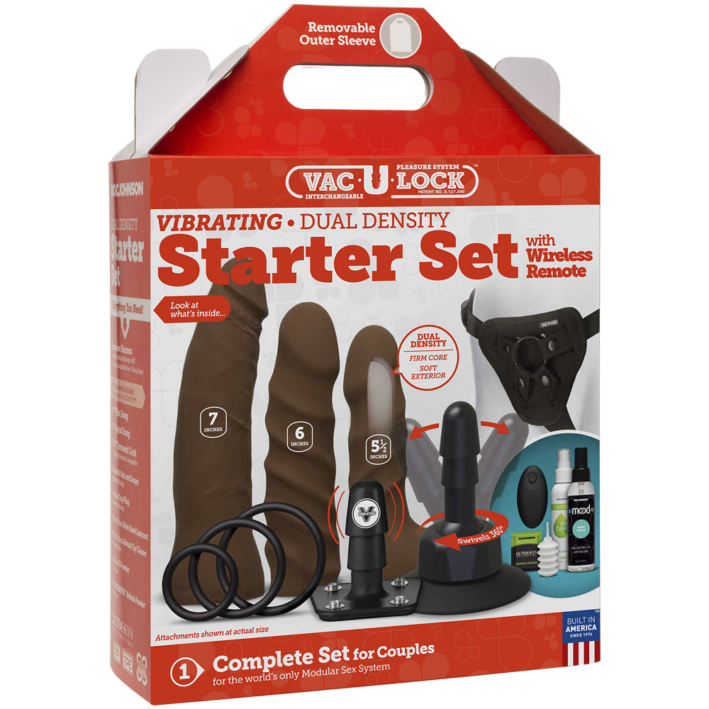 Vac-U-Lock Vibrating Dual Density Starter Set With Wireless Remote Chocolate | 782421073527 | Discreet Personal Wellness