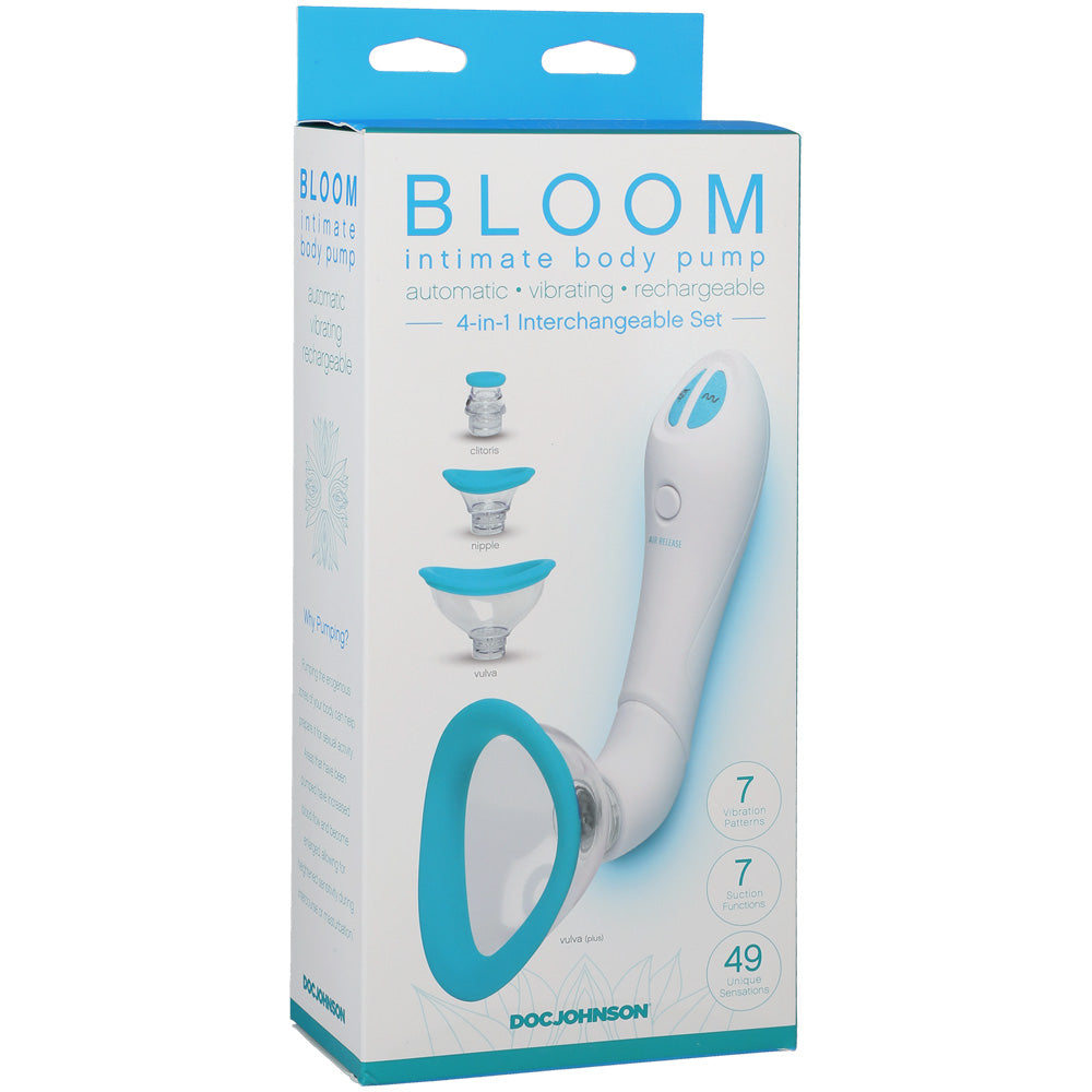 Bloom Intimate Body Pump Automatic Vibrating Rechargeable Sky Blue/White | 782421077730 | Discreet Personal Wellness