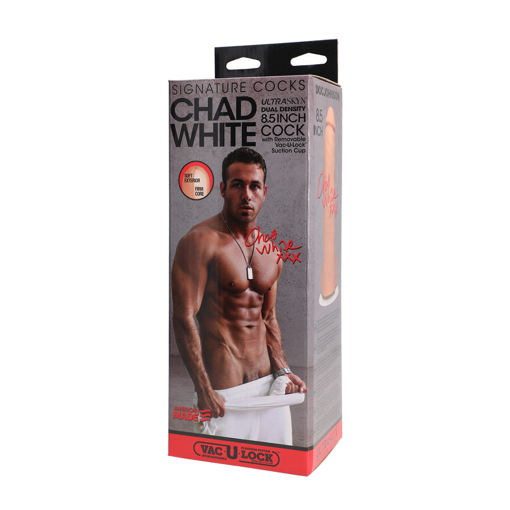 Signature Penis Chad White 8.5" Ultraskyn Penis With Removable Vac-U-Lock Suction Cup | 782421077853 | Discreet Personal Wellness