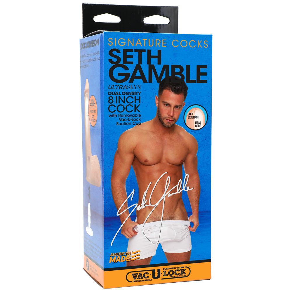 Signature Penis Seth Gamble 8" Ultraskyn Penis With Removable Vac-U-Lock Suction Cup Vanilla | 782421080181 | Discreet Personal Wellness