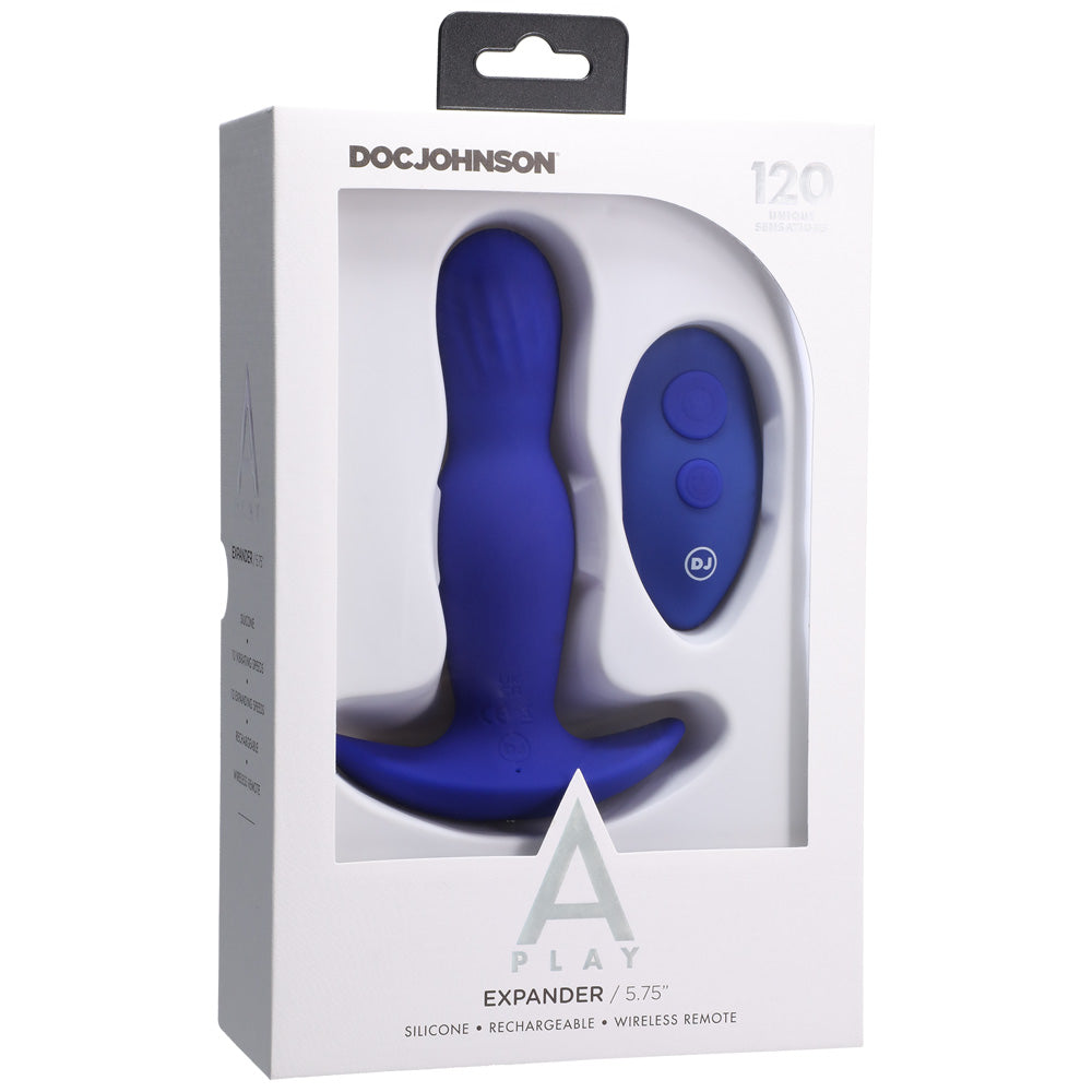 A-Play Expander Rechargeable Silicone Anal Plug With Remote Royal Blue | 782421081294 | Discreet Personal Wellness