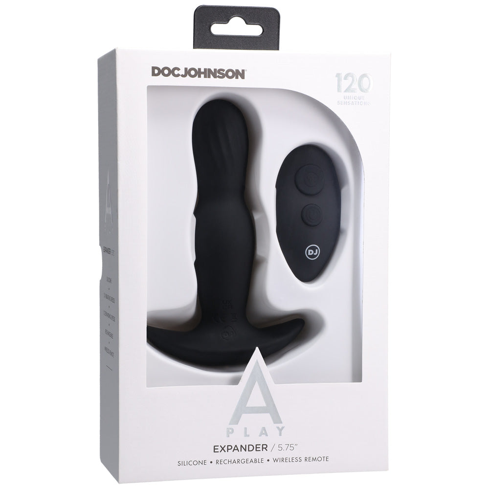 A-Play Expander Rechargeable Silicone Anal Plug With Remote Black | 782421081300 | Discreet Personal Wellness