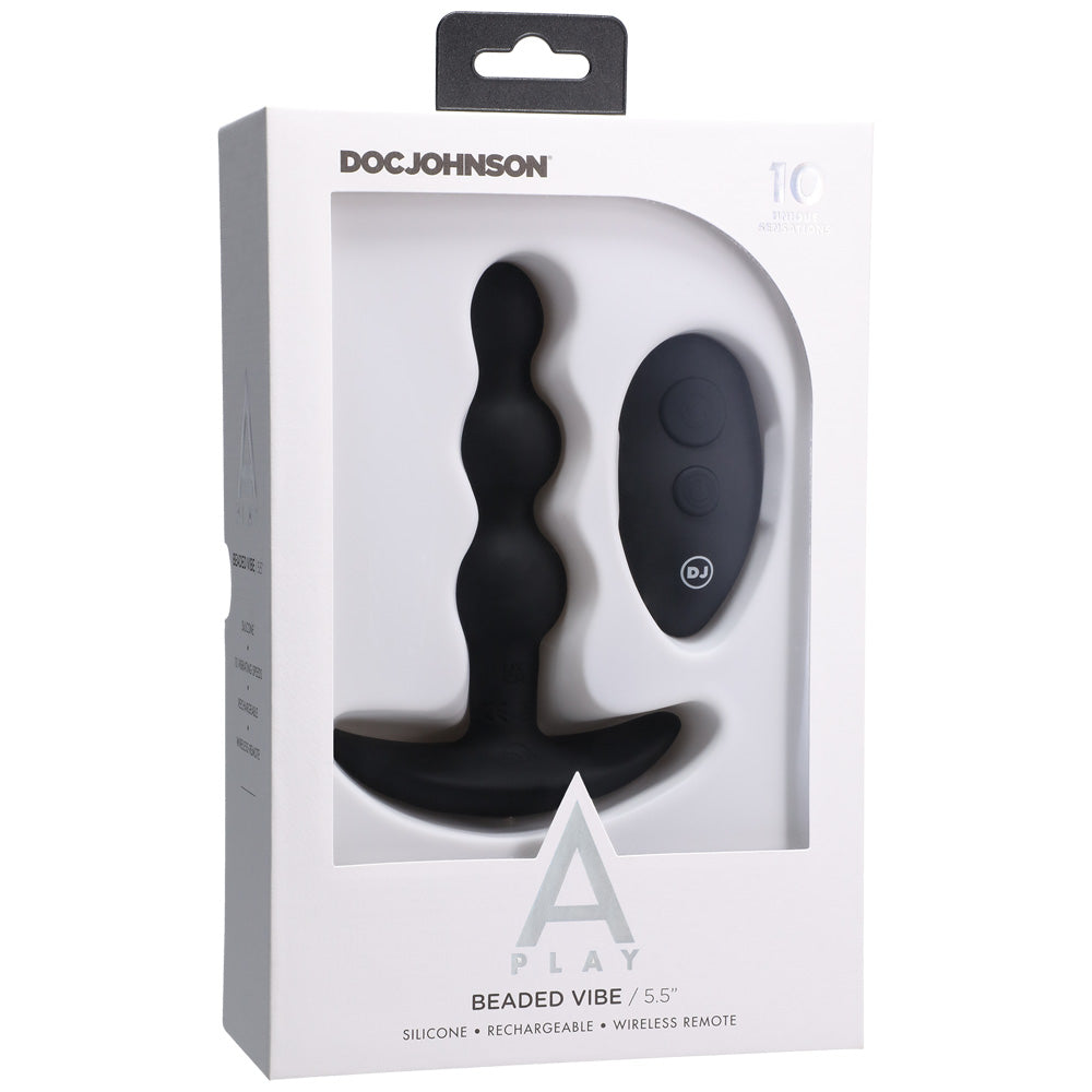 A-Play Beaded Vibe Rechargeable Silicone Anal Plug With Remote Black | 782421081324 | Discreet Personal Wellness