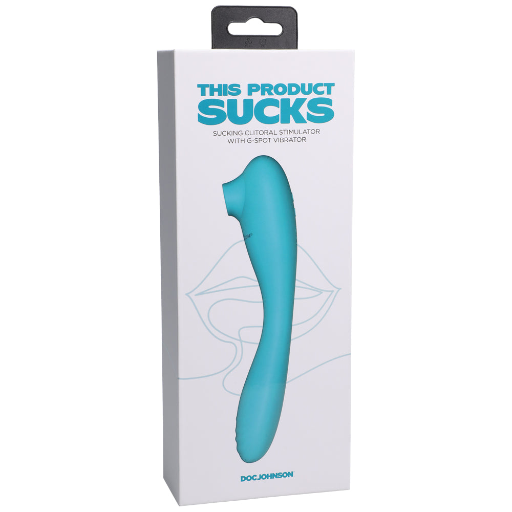 This Product Sucks Sucking Clitoral Stimulator With Bendable G-Spot Vibrator Rechargeable Teal | 782421086572 | Discreet Personal Wellness