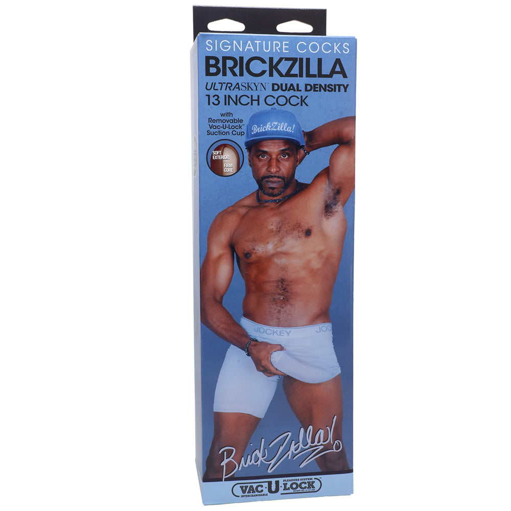 Signature Penis Brickzilla 13" Ultraskyn Penis With Removable Vac-U-Lock Suction Cup Chocolate | 782421087159 | Discreet Personal Wellness