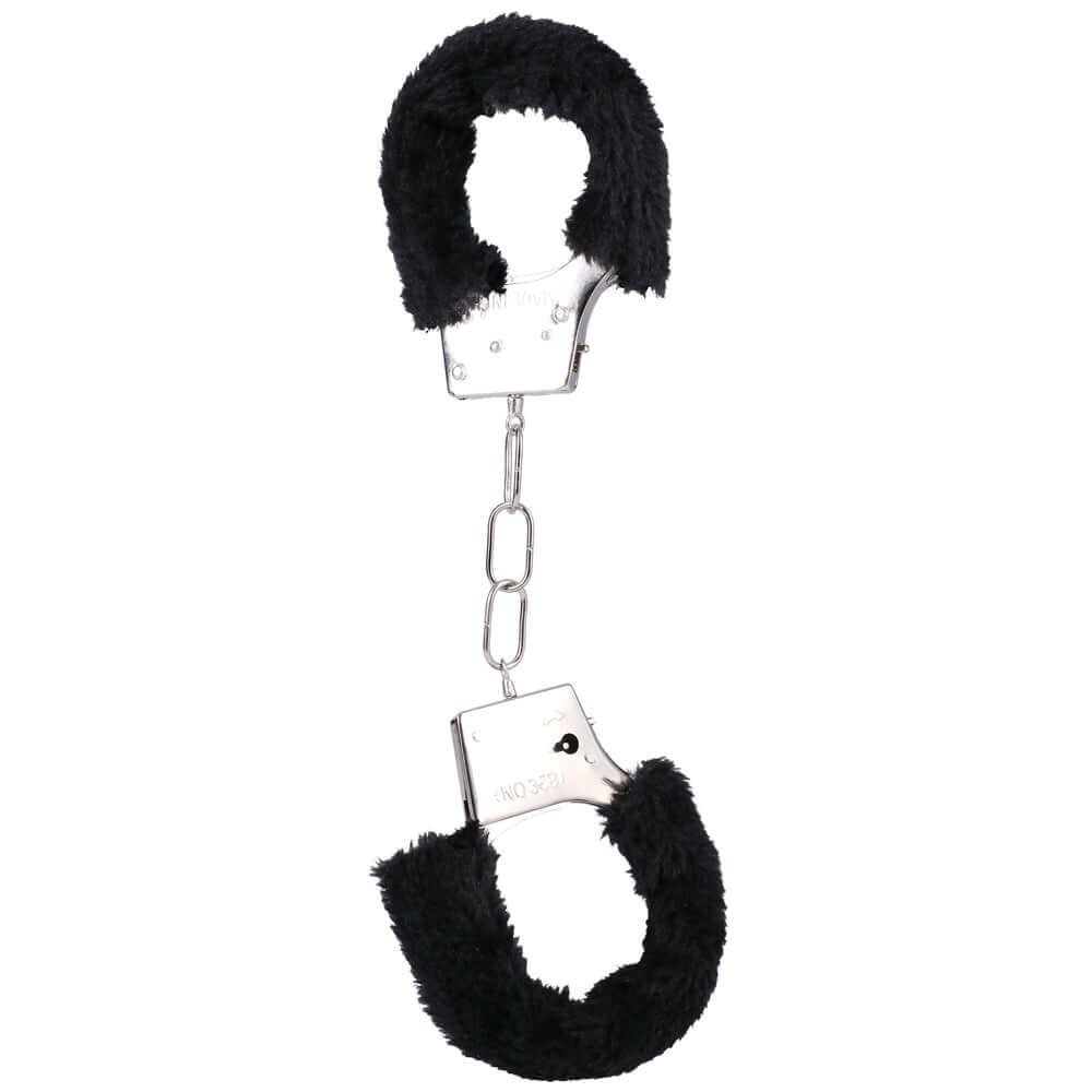 Furry Handcuffs In A Bag Black | 782421088484 | Discreet Personal Wellness