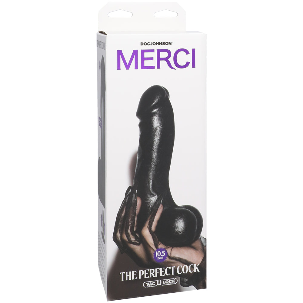 Merci The Perfect Penis 10.5" With Removable Vac-U-Lock Suction Cup Ultraskyn Black | 782421089900 | Discreet Personal Wellness