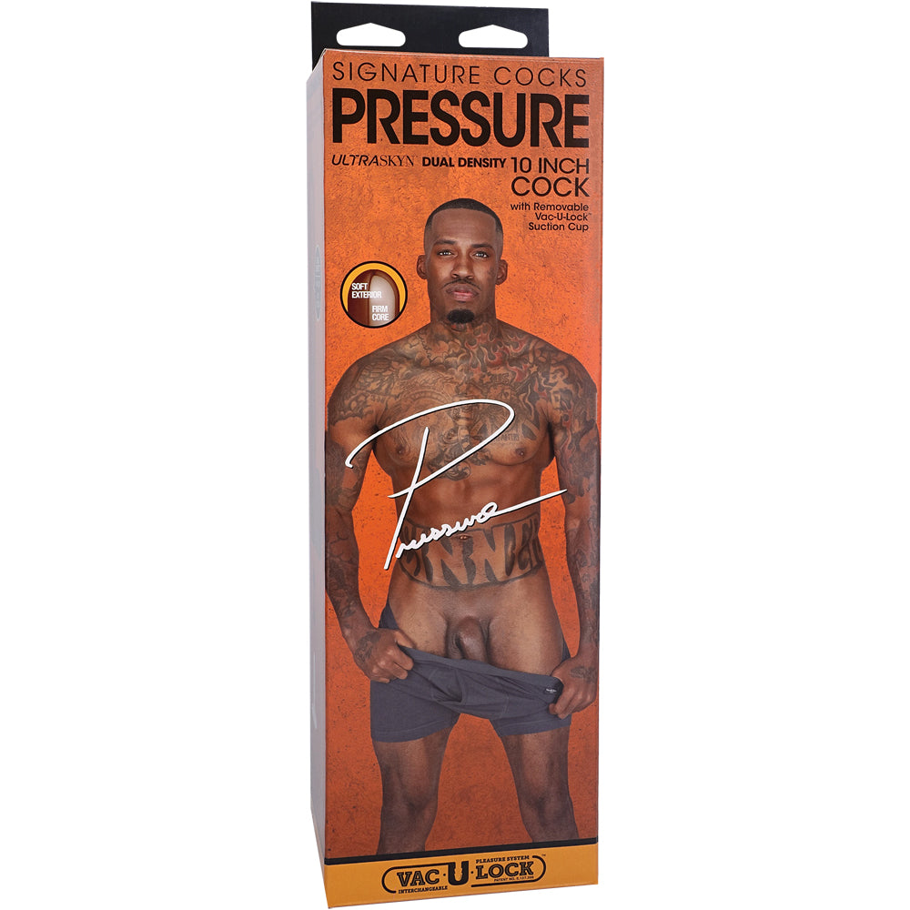 Signature Penis Pressure 10" Ultraskyn Penis With Removable Vac-U-Lock Suction Cup Chocolate | 782421090128 | Discreet Personal Wellness