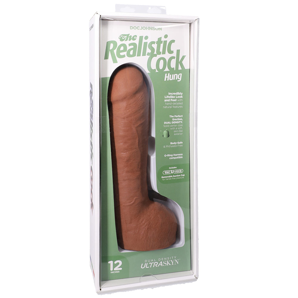 The Realistic Penis Hung Ultraskyn 12" With Balls Caramel | 782421091477 | Discreet Personal Wellness