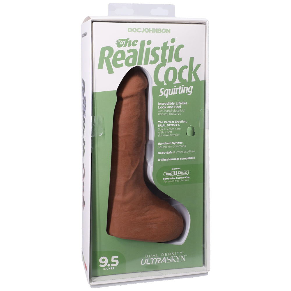 The Realistic Penis Squirting Penis Ultraskyn 9.5" With Balls Caramel | 782421091514 | Discreet Personal Wellness