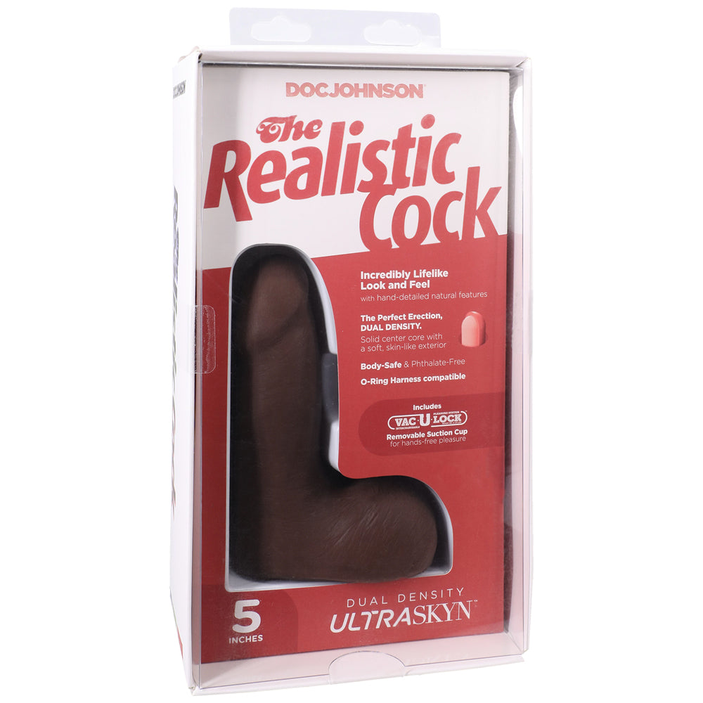 The Realistic Penis Ultraskyn 5" With Balls Chocolate | 782421091569 | Discreet Personal Wellness