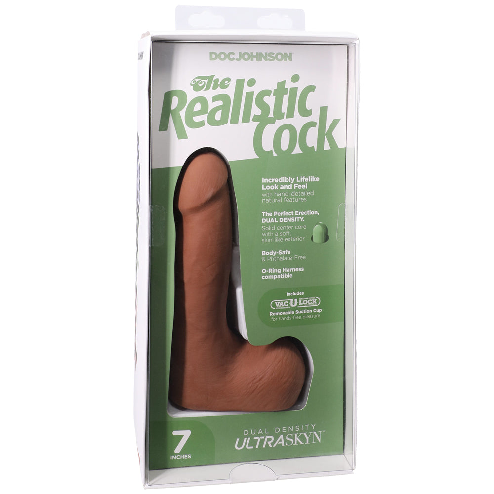The Realistic Penis Ultraskyn 7" With Balls Caramel | 782421091606 | Discreet Personal Wellness