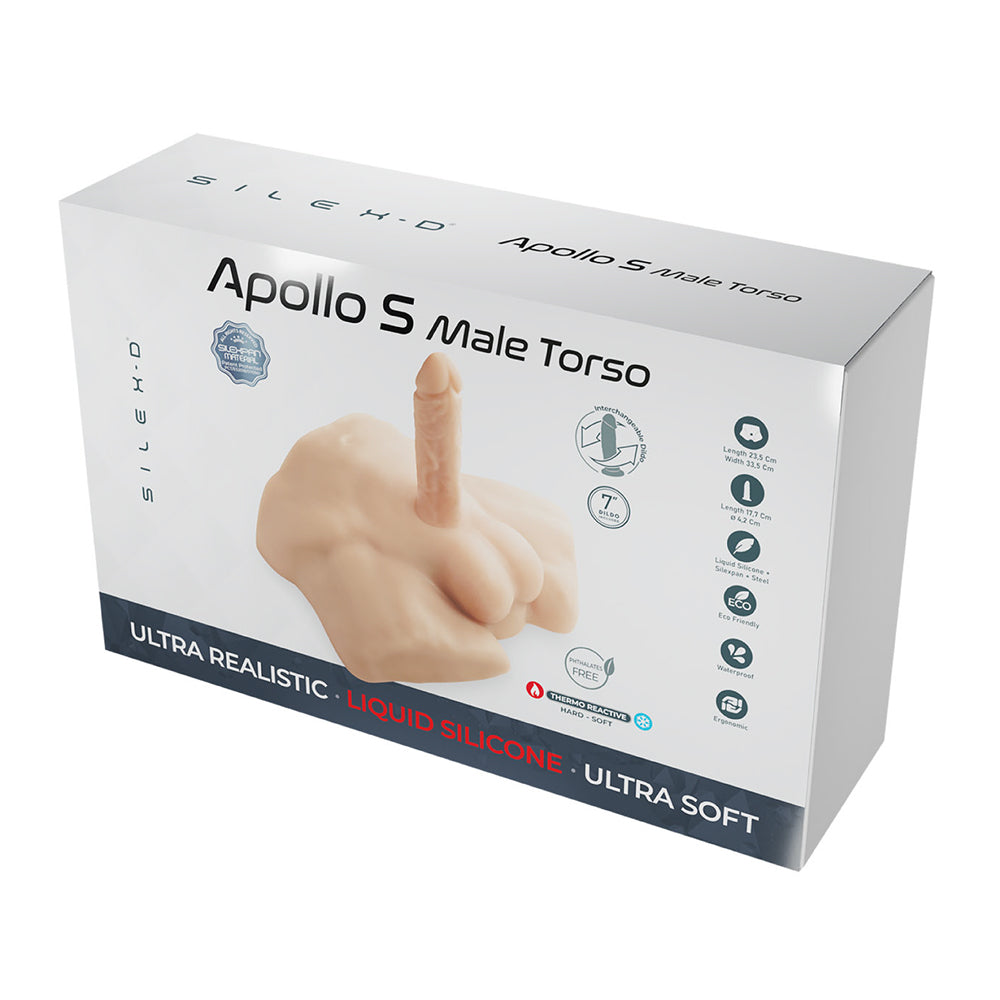 Silex-D Apollo S Male Torso + Liquid Silicone Model 2 Dildo 7" Vanilla | 782421094034 | Discreet Personal Wellness