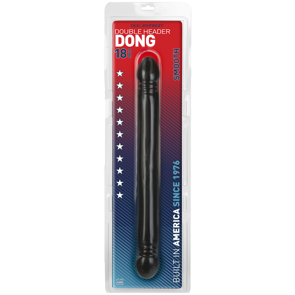 Double Header Penis - 18" - Smooth Black | 782421103002 | Discreet Personal Wellness