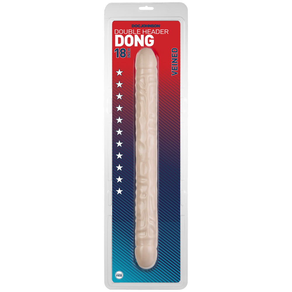 Double Header Penis - 18" - Veined White | 782421103309 | Discreet Personal Wellness
