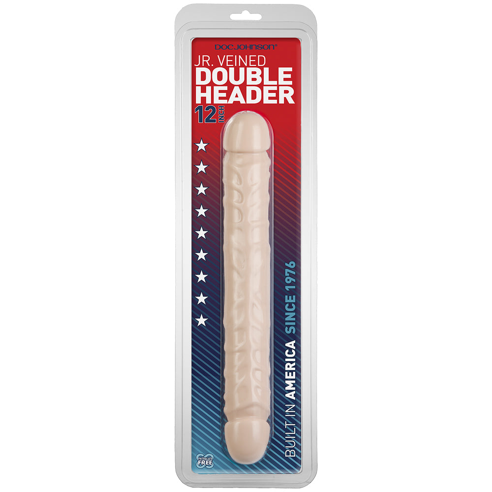 Jr. Veined Double Header - 12" White | 782421103903 | Discreet Personal Wellness
