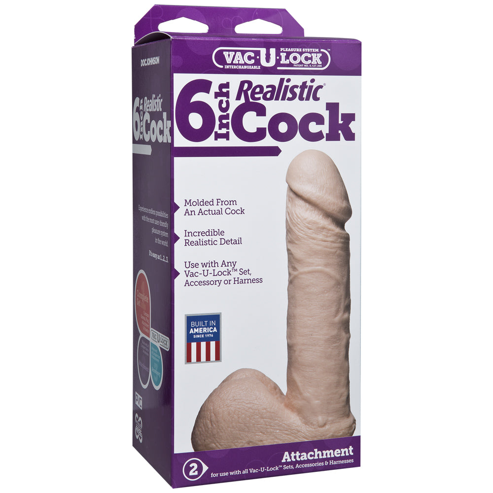 Vac-U-Lock - 6" Realistic Penis Vanilla | 782421154806 | Discreet Personal Wellness