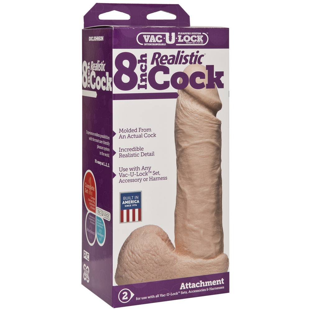 Vac-U-Lock - 8" Realistic Penis Vanilla | 782421155407 | Discreet Personal Wellness