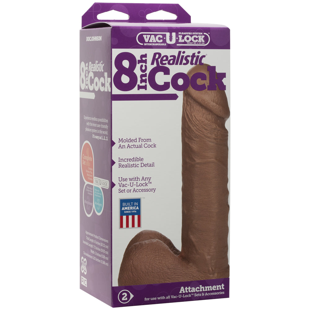 Vac-U-Lock - 8" Realistic Penis Caramel | 782421155803 | Discreet Personal Wellness