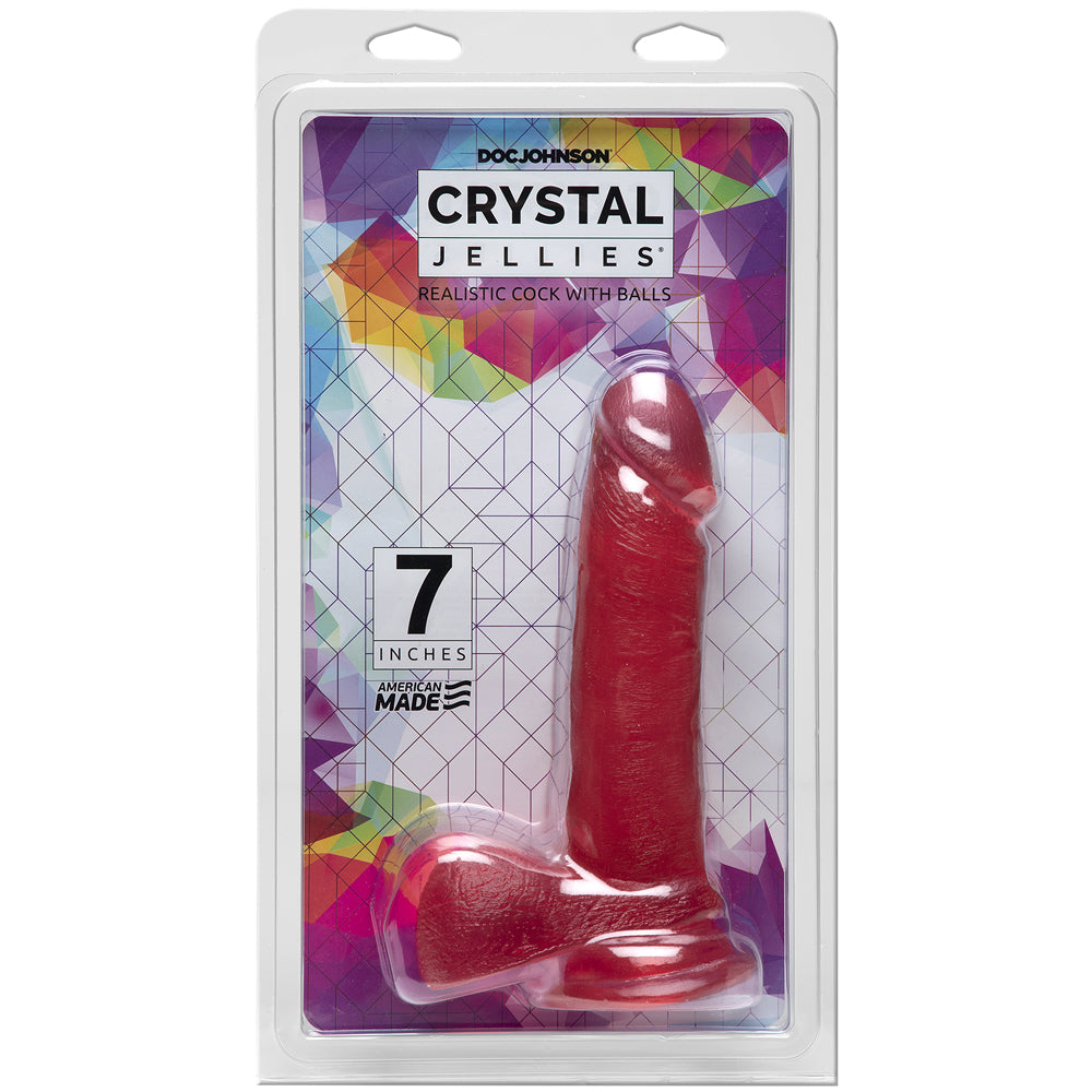 Crystal Jellies - 7" Ballsy Penis With Suction Cup Pink | 782421785611 | Discreet Personal Wellness