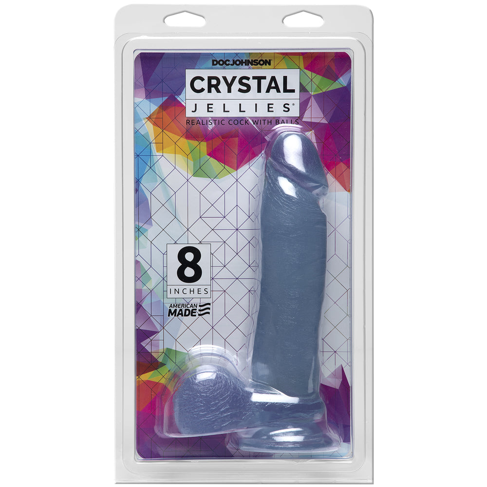 Crystal Jellies - 8" Ballsy Penis With Suction Cup Clear | 782421785918 | Discreet Personal Wellness