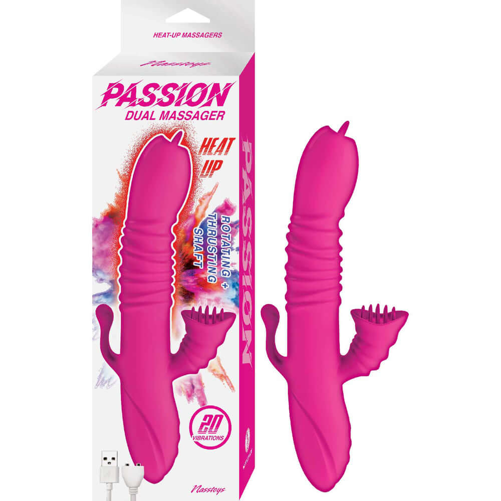 Passion Dual Massager Heat Up Pink | 782631031119 | Discreet Personal Wellness