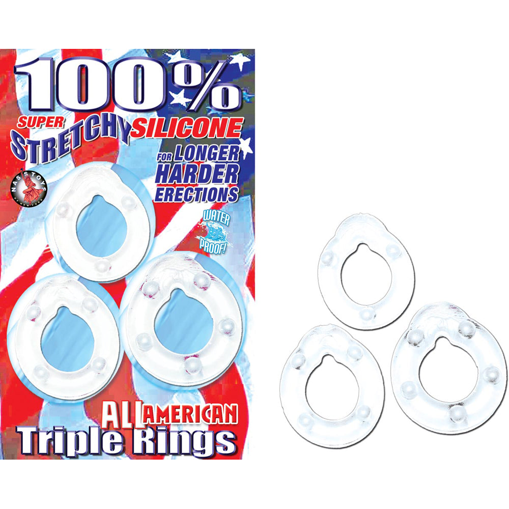 All American Triple Rings Clear | 782631215212 | Discreet Personal Wellness