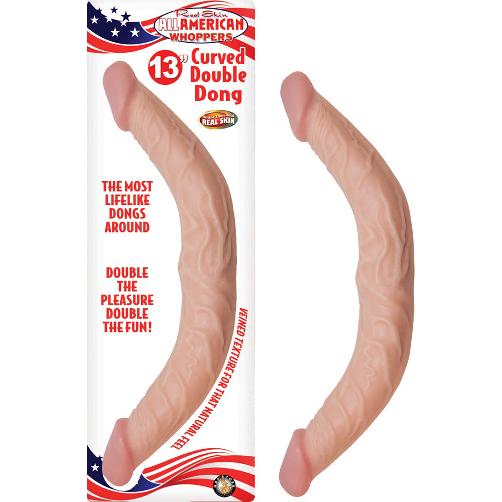 All American Whoppers 13" Curved Double Penis Flesh | 782631252101 | Discreet Personal Wellness