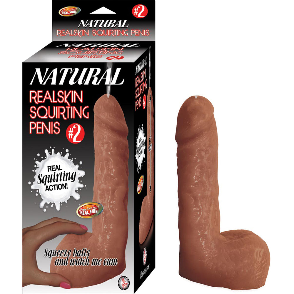 Natural Realskin Squirting Penis #2 Brown | 782631284201 | Discreet Personal Wellness