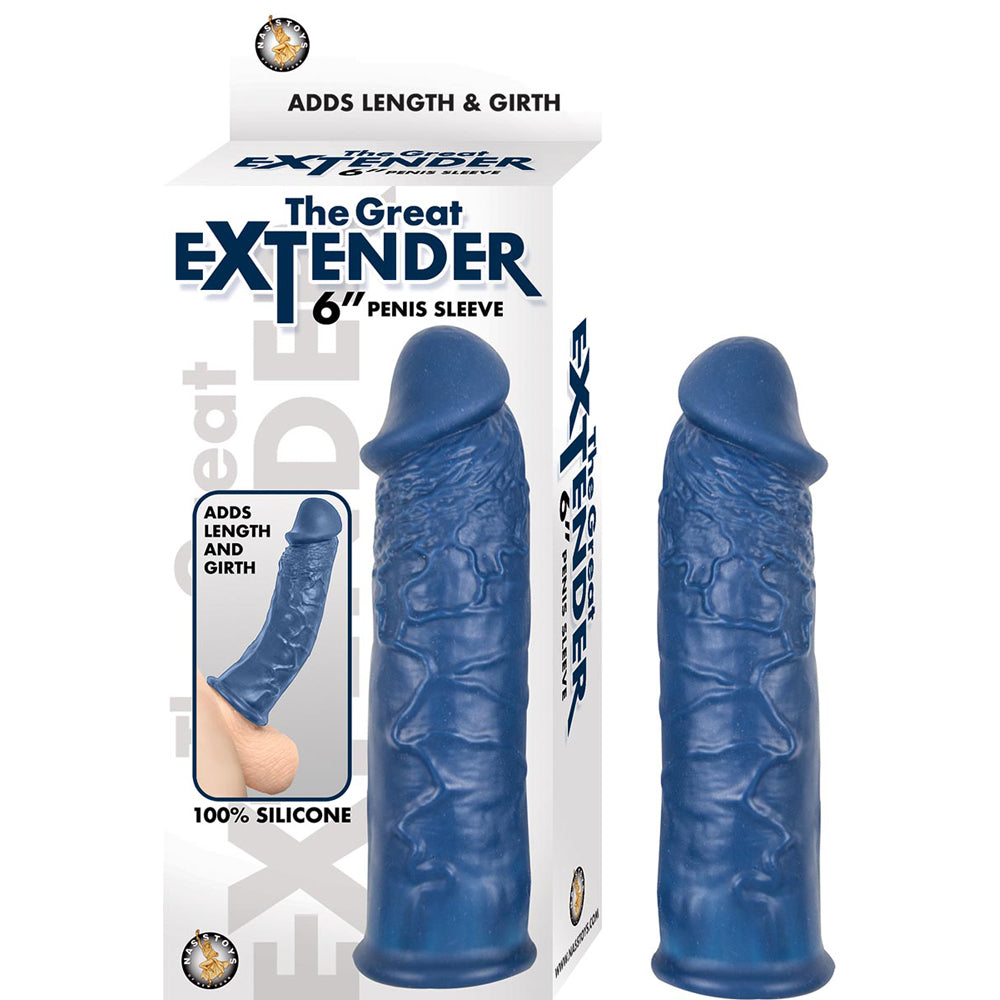 The Great Extender 6" Penis Sleeve Blue | 782631288513 | Discreet Personal Wellness