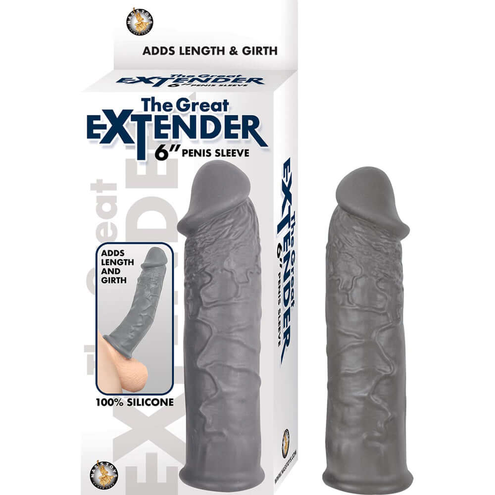 The Great Extender 6" Penis Sleeve Grey | 782631288520 | Discreet Personal Wellness