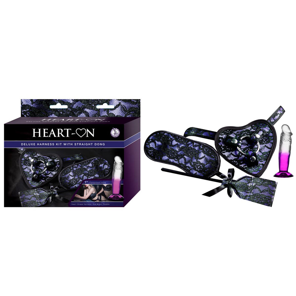 Heart-On Deluxe Harness Kit With Straight Penis Purple | 782631290509 | Discreet Personal Wellness