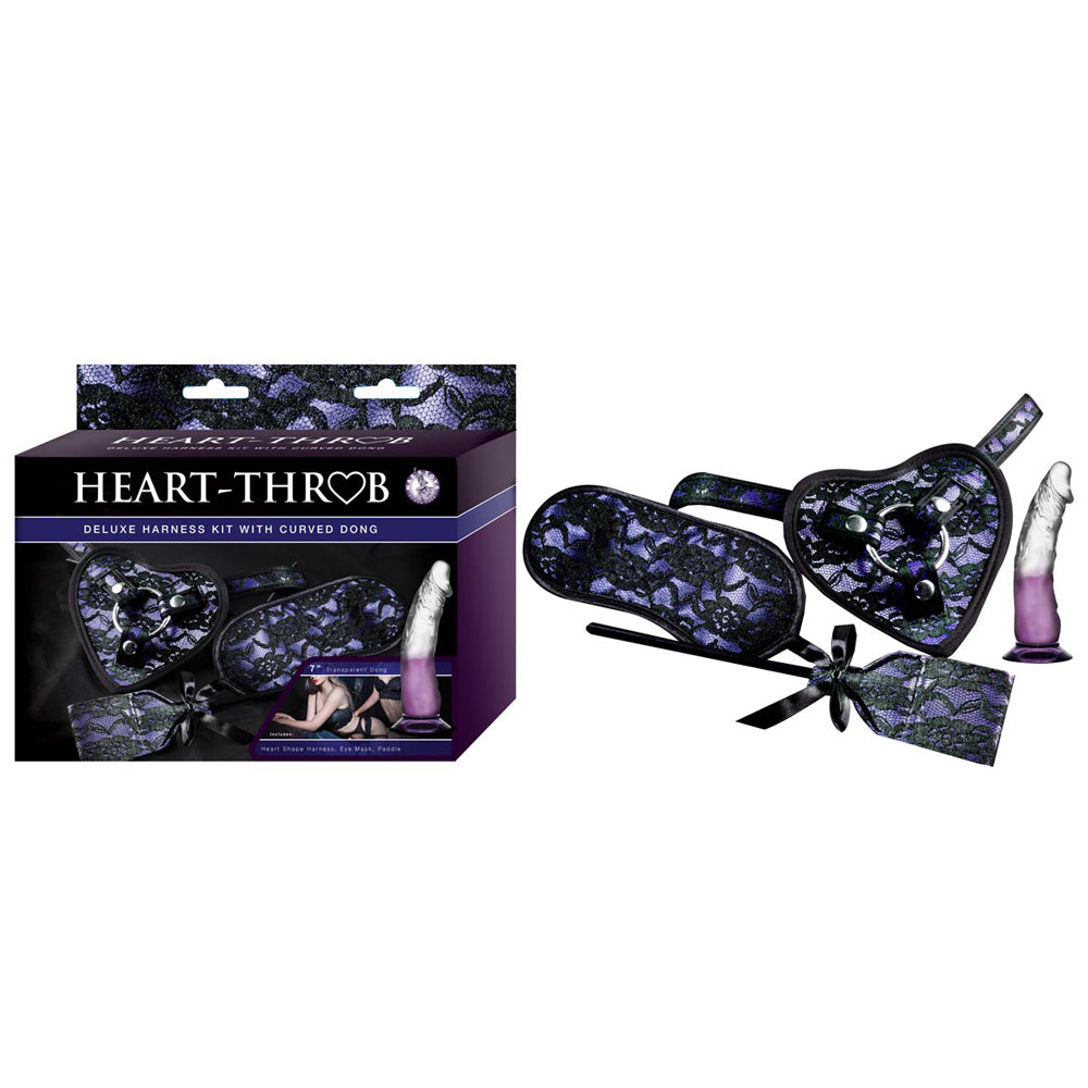 Heart-Throb Deluxe Harness Kit With Curved Penis Purple | 782631290608 | Discreet Personal Wellness