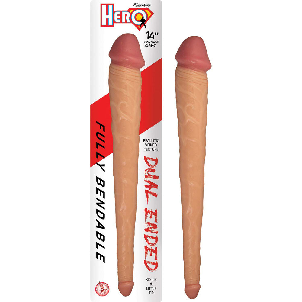 Hero 14" Double Penis White | 782631304312 | Discreet Personal Wellness