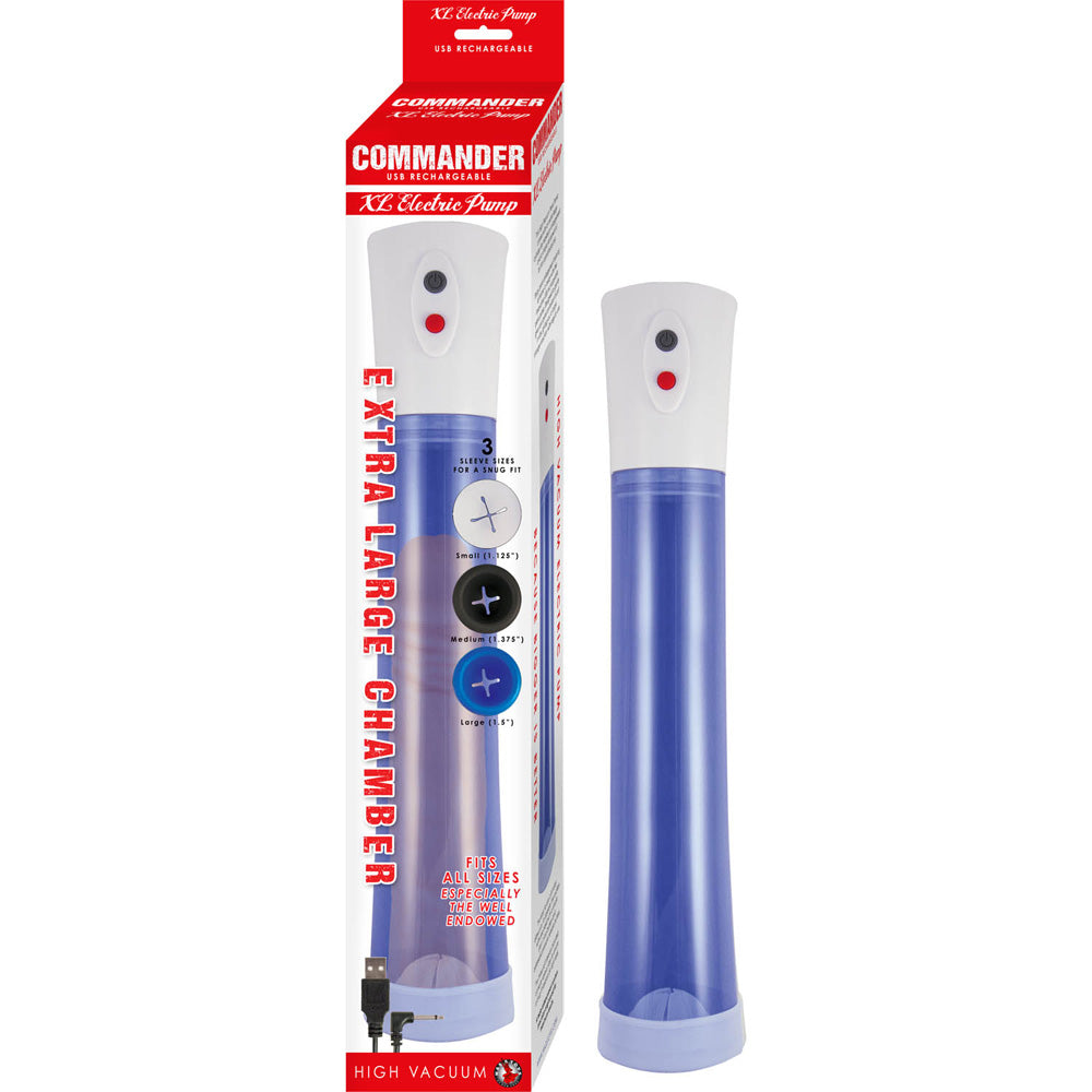 Commander Extra Large Electric Pump Blue | 782631304824 | Discreet Personal Wellness