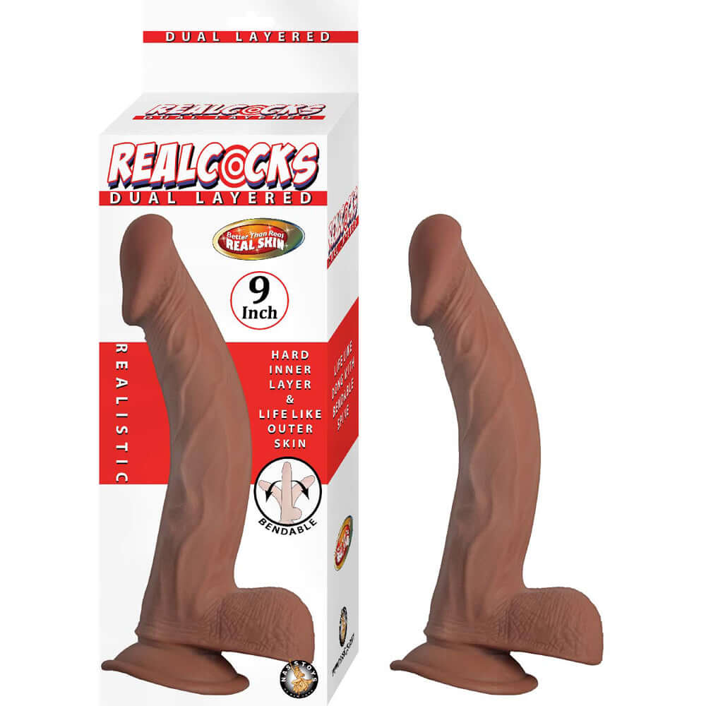 RealPenis Dual Layered 9'' Brown | 782631309225 | Discreet Personal Wellness